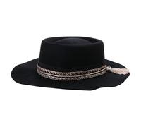 KMGDM Sombrero clásico de lana de ala ancha, sombrero de vaquero occidental para cena al aire libre, uso casual, vaquera, Negro, Talla única