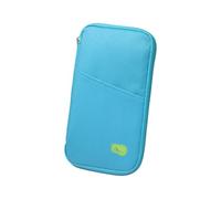 KMGDM Soporte seguro para pasaportes organizado de viaje con múltiples compartimentos para billetes, tarjetas de crédito y documentos, azul celeste, 13×25×2cm