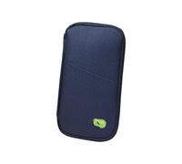 KMGDM Soporte seguro para pasaportes organizado de viaje con múltiples compartimentos para billetes, tarjetas de crédito y documentos, azul marino, 13×25×2cm