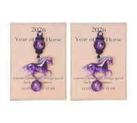 kmgfsd Llavero de amatista de caballo corriendo con colgante de cristal, accesorio para el coche, decoración del hogar, 2 unidades, Talla única