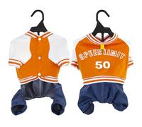 kmgfsd Overol para mascotas con bloqueo de color y cobertura completa de las piernas, de poliéster transpirable, ropa de moda para razas pequeñas