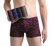 KMHXCGU Calzoncillos tipo bóxer para hombre, 4 piezas/lote, sin costuras, estampados, para hombre, paquete de pantalones cortos, ropa interior de moda, bóxer para hombre, talla grande, L-4XL, Estrella