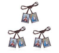KMIMO escapulario católico, lote de 3 escapularios a granel Sagrado Corazón de Jesús con Nuestra Señora Mt Carmelo, Catolicos Brown Escapularios Católicos Collar