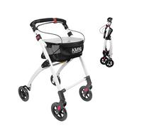 KMINA Andador Plegable Estrecho para Casa con Bandeja y Cesta, 4 Ruedas, para Adultos y Ancianos, Negro - KMINA PRO