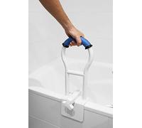 KMINA - Asa Bañera para Mayores Acolchada (Bañeras con borde liso ≥9 cm), Asidero Bañera Adultos, Barra Bañera Seguridad, Asa de Seguridad para Baño, Asa Bañera Adultos, Agarrador Bañera Azul