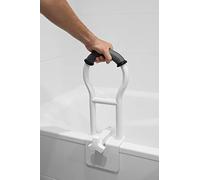KMINA - Asa Bañera para Mayores Acolchada (Bañeras con borde liso ≥9 cm), Asidero Bañera Adultos, Barra Bañera Seguridad, Asa de Seguridad para Baño, Asa Bañera Adultos, Agarrador Bañera Gris
