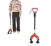 KMINA Bastón 4 Patas Ergonómico (Pesado y Robusto 1,5 Kg), Altura Ajustable, Diseño Patentado - Fabricado en España