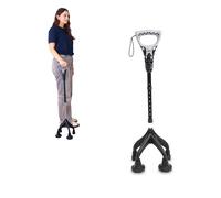 KMINA Bastón 4 Patas Ergonómico (Pesado y Robusto 1,5 Kg), Altura Ajustable, Diseño Patentado - Fabricado en España