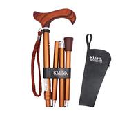 KMINA Bastón Plegable para Mayores, Madera de Haya, Regulable