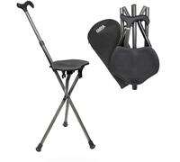 KMINA Bastón Silla Plegable, Fibra de Carbono, Altura Regulable | Asiento para Mayores, Ligero, 3 Patas Trípode, Contera Antideslizante, Banco Portátil para Caminar y Viajes, Modelo Pro