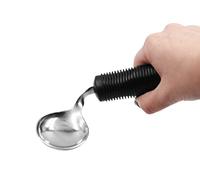 KMINA Cuchara Adaptada Discapacidad Flexible Bilateral (Ángulo Ajustable), Cubiertos Mayores Mango Grueso, Ortopédica, Curva Adulto