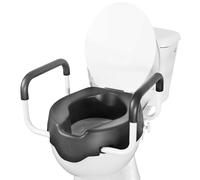 KMINA Elevador WC Adulto con Reposabrazos y Tapa, 10 cm de Altura, Acolchado Blando, Alzador WC Ortopédico, Fácil Instalación y Seguro