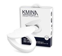 KMINA Elevador WC Adulto con Tapa de Cierre Suave, Altura 7,5 cm, Compatible con Inodoros Estándar Ovalados, Material Duroplast, Blanco, Instalación por la Parte Trasera