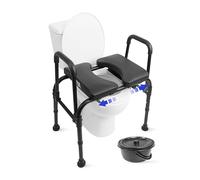 KMINA Elevador WC Adultos con Reposabrazos Acolchados (Hasta 180 kg), Altura Regulable, Silla Inodoro, Incluye Cubo, Patentado - Fabricado en España