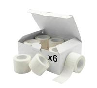 KMINA Esparadrapo de Seda (6 unidades) 5 cm x 5 m Blanco, Transpirable y Sin Látex para Pieles Sensibles y Deporte