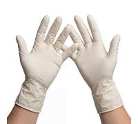 KMINA Guantes de Latex (100 Unidades) Sin Polvo Talla S Desechables Blancos Texturizados Ambidiestros con Puño con Reborde para Limpieza Taller y Uso Diario