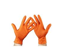 KMINA Guantes Nitrilo Diamantado Naranja (50 Guantes, Talla S), Resistentes, Sin Latex ni Polvo, Para Mecánica, Talleres, Industrica, Limpieza