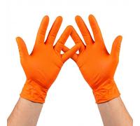 KMINA Guantes Nitrilo Diamantado Naranja (50 Guantes, Talla S), Resistentes, Sin Latex ni Polvo, Para Mecánica, Talleres, Industrica, Limpieza