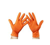 KMINA Guantes Nitrilo Diamantado Naranja (x50 uds, Talla L), Resistentes, Sin Latex ni Polvo, Para Mecánica, Talleres, Industrica, Limpieza