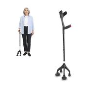 KMINA Muleta Adulto 4 Patas (Pesada y Robusta 1,5 Kg), Ajustable Usuarios >1,55m de Altura, Diseño Patentado - Fabricado en España (Negro)