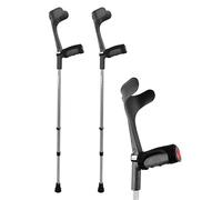 KMINA Muletas Adulto Acolchadas, Altura Regulable, Aluminio, Negro (2 uds) | Antebrazo y Codo, Ortopédicas, Ligeras, para Mujer y Hombre, hasta 125 kg, Convalecencia, Esguince, Fabricadas en España
