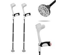 KMINA Muletas Adulto Acolchadas Ortopédicas, Regulables, Gris (2 uds) | Ergonómicas de Aluminio, para Hombre y Mujer, Contera Ancha Antideslizante, Empuñaduras de Neopreno, Fabricado en España