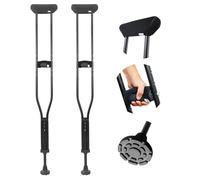 KMINA Muletas Axilares Adultos Acolchadas (x2 uds, TALLA L), Altura Regulable, Aluminio, Ortopédicas, Negro - Fabricado en España