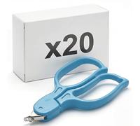 KMINA Quitagrapas (20 Unidades) Azul Estéril Desechable con Apertura Fácil Diseño Ergonómico Acero Inoxidable y ABS Sin Látex Envase Individual 97 x 5,4 mm
