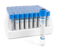 KMINA Tubos de Sangre Citrato Sódico 3,8%, Tapón Azul, 4,5 ml (100 uds) | Vacutainer para extracción, coagulación y plasma PRP, aditivo anticoagulante, estériles, 13 x 75 mm, con guía de llenado
