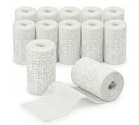 KMINA Venda de Escayola (12 unidades) 10 cm x 2,7 m Yeso de Fraguado Rápido para Modelado y Manualidades, Blanca