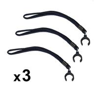 KMINA - Wrist strap for walking sticks, black (x3 pieces), stick loop, nylon loop for all walking sticks - made in Europe.