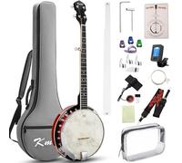 Kmise Banjo - Banjos de 5 cuerdas, tamaño completo profesional de 38 pulgadas, parte trasera abierta o cerrada con resonador, puente, paquete de cuerdas, púas de dedo, correa, funda, juego de