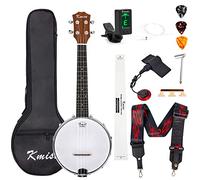 Kmise Banjolele tamaño concierto, 23 pulgadas, 4 cuerdas, portátil, mini banjo ukelele, con bolsa de concierto, afinador, correa de banjos, cuerdas, pastilla piezoeléctrica, púas, regla, llave, kit de