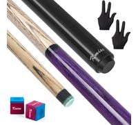 Kmise Break Jump Taco de billar para saltos explosivos y saltos sin esfuerzo, taco de billar con punta profesional de 14 mm, incluye tiza de billar y guante (25 onzas, morado)