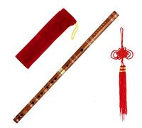 Kmise Flauta de bambú chino Flauta de bambú Instrumento musical Vintage Dizi (llave D) Tradicional hecho a mano