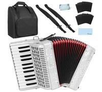 Kmise Instrumento de acordeón de piano de 25 teclas para adultos y niños, 25 teclas, 16 bajos, principiantes, profesionales, acordeón, instrumento de acordeón portátil completo con bolsa de transporte