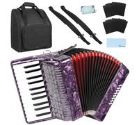 Kmise Instrumento de acordeón de piano de 25 teclas para adultos y niños, 25 teclas, 16 bajos, principiantes, profesionales, acordeón, instrumento de acordeón portátil completo con bolsa de transporte