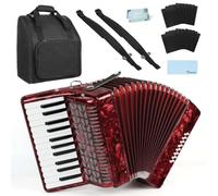 Kmise Instrumento de acordeón de piano de 25 teclas para adultos y niños, 25 teclas, 16 bajos, principiantes, profesionales, acordeón, instrumento de acordeón portátil completo con bolsa de transporte