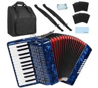 Kmise Instrumento de acordeón de piano de 25 teclas para adultos y niños, 25 teclas, 16 bajos, principiantes, profesionales, acordeón, instrumento de acordeón portátil completo con bolsa de transporte