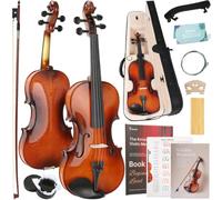 Kmise Juego completo de violín 4/4, violines de ébano de alta densidad, violín acústico brillante para adultos, principiantes, estudiantes con estuche de violín, colofonia, cuerdas, lazo, reposamanos