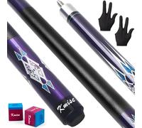 Kmise Juego de 5 Palos de Billar de 58 Pulgadas y 20 onzas, Palo de Billar de Arce Canadiense, Taco de Billar Profesional para Bar, casa, Mesa de Billar, Deportes, Color Morado.