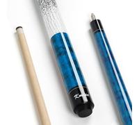 Kmise Taco de Billar de 595.3 g, 58 Pulgadas, de Arce Duro Canadiense, de Baja desviación con Punta de Cuero de 13 mm, Trasero de Grano de Madera Azul y Agarre Antideslizante 3D, Palos de Piscina con