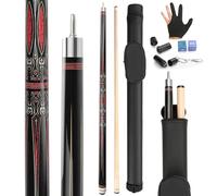 KMISE Tacos de billar profesionales con funda rígida de 58 pulgadas, juego de palos de billar de arce para adultos, perfectos para salas de juegos en casa, bares y salas de billar (21 onzas, negro)