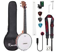 Kmise - Ukelele tenor 4 cuerdas 66 cm con bolsa, sintonizador, correa, regla, llave de puente, amarillo pardusco