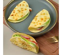 Kmiunty 3 piezas realistas de hamburguesa china artificial panqueque modelo de comida falsa taco burrito postre para cocina decoración del hogar