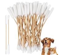 KMKANPO 50 Piezas 15cm Hisopos De Algodón para Mascotas,Limpiador de oídos para Perros,Animal Bastoncillos Limpiadores de Algodón para los Oídos,para Perros,Gatos,Mascotas