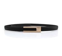 KMKANPO Cinturón Mujer Estilo - Cinturón Delgado de Cuero Faux Ajustable con Hebilla de Metal en Negro
