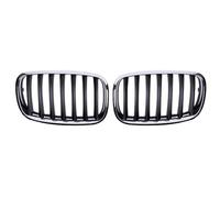 KMLONG Rejilla de parachoques de coche, parrilla delantera, parrillas de carreras, marco plateado, rejillas de núcleo negro Compatible for X5 X6 E70 E71 2008-2013 cubierta de rejilla del parachoques d