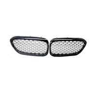 KMLONG Rejilla delantera, apta para, G30 G31 5 Series 525I 530I 540I 550I M5 ABS Silver Black Diamond Gypsophila Grille cubierta de rejilla del parachoques delantero del vehículo(Black silver)