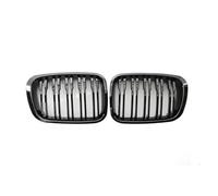 KMLONG Rejilla delantera, Compatible for E46, 4 puertas, 1998-2001, estilo de coche, parrilla estilo listón de doble línea cubierta de rejilla del parachoques delantero del vehículo(Gloss black)